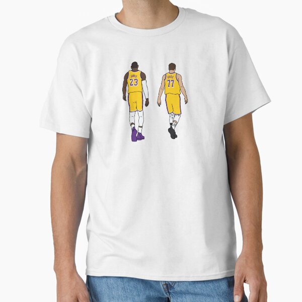 Vista previa del artículo con la obra «LeBron y Luka, iconos del baloncesto de los Lakers», diseñado y vendido por Bored Imagination .