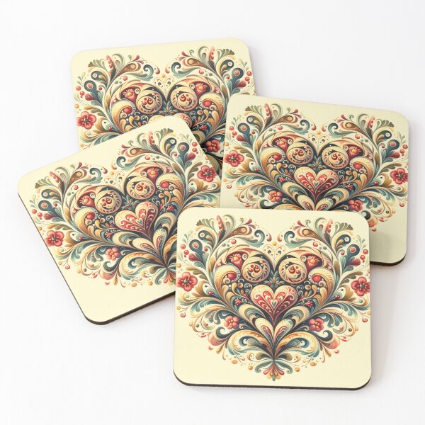 Item preview, Heart Large and Colorful Favorite Love Like Vintage Scandinavian Yellow Rosemaling Style Ornate Antiqued, Spread the love! designed and sold by TheTimeTaxi.