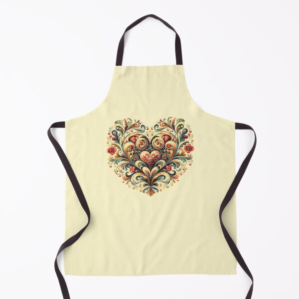 Item preview, Heart Large and Colorful Favorite Love Like Vintage Scandinavian Yellow Rosemaling Style Ornate Antiqued, Spread the love! designed and sold by TheTimeTaxi.