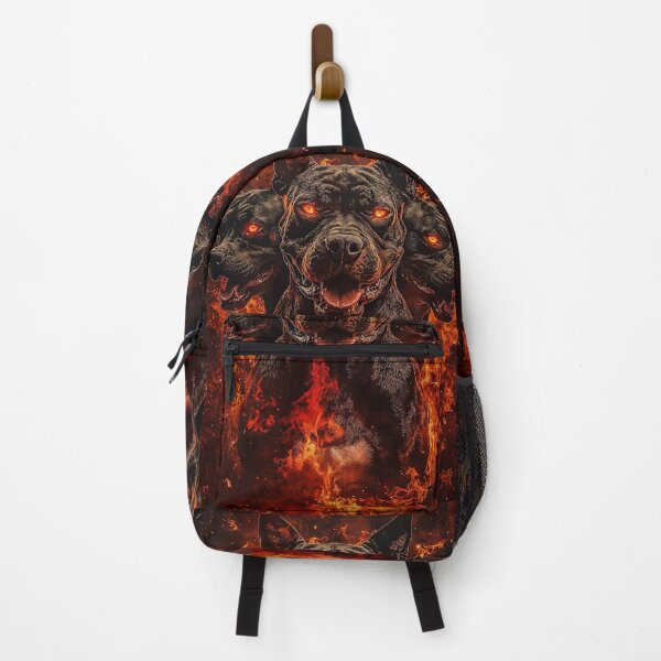 Item preview, Fierce Three-Headed Hellhound Surrounded by Flames Mythical Cerberus with Glowing Eyes and Fire Fiery Cerberus Guarding the Underworld designed and sold by Anastasiia Yurevych.