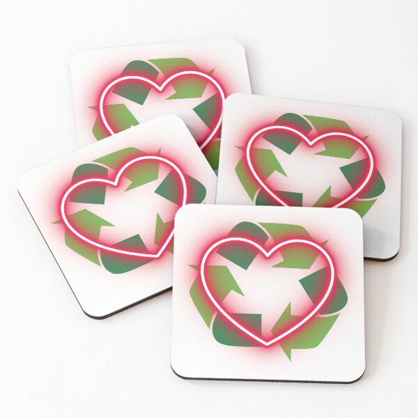 Item preview, Recycling Icon with Neon Red Heart designed and sold by Adam Krzysztof Wiatr.