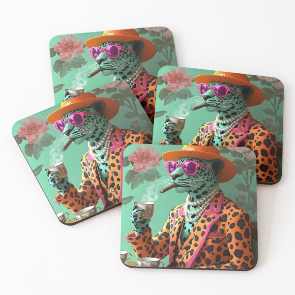 Item preview, Stylish Leopard in a Retro Tea Party Setting designed and sold by Artessie.