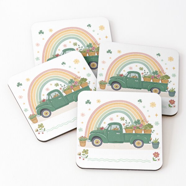 Item preview, A0709 Lucky Truck Ride – Vintage Truck with Lucky Clovers for a Charming Country Adventure designed and sold by angieart68.