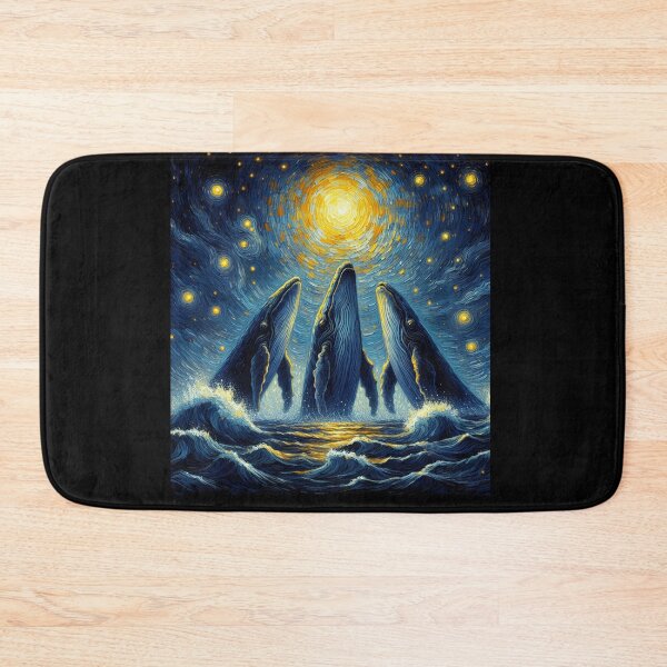 Item preview, Starry Night Three Whales Howling at Moon Whale Lover designed and sold by Kimberley King Art  King Art.