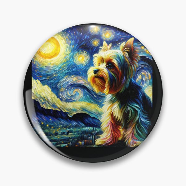 Vista previa del artículo con la obra «Yorkshire Terrier de la noche estrellada Amante de Van Gogh», diseñado y vendido por Kimberley King Art  King Art.