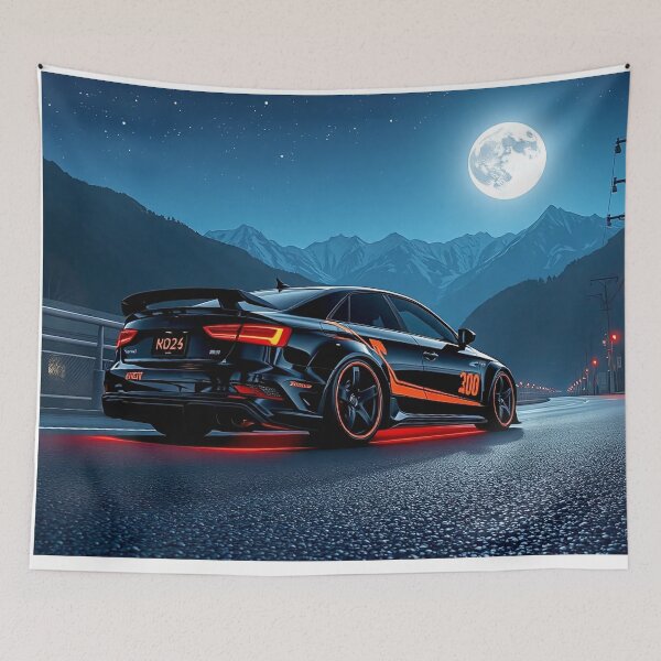 Item preview, Tuned Audi S3 in the mountains on a country road in the moonlight designed and sold by Salimgor Hangaround Music.