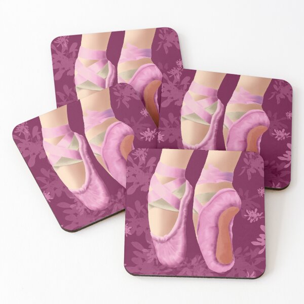 Item preview, Pink pointe ballet shoes dancing in deep pink flowers designed and sold by A Sweet  Fragrance Art.
