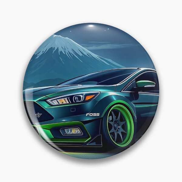 Item preview, Black Green Tuned Ford Focus in the Mountains in the Moonlight designed and sold by Salimgor Hangaround Music.