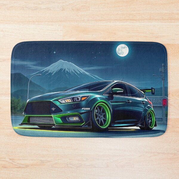 Item preview, Black Green Tuned Ford Focus in the Mountains in the Moonlight designed and sold by Salimgor Hangaround Music.