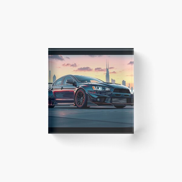 Artikelvorschau, Mitsubishi Evolution im Sonnenuntergang – Performance und Stil in der modernen Stadt entworfen und verkauft von Salimgor Hangaround Music.