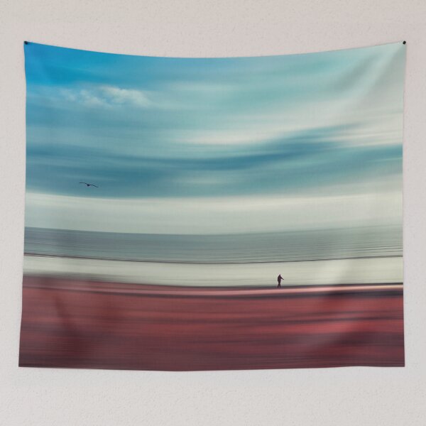 Item preview, a walk in silence - abstract beach scene designed and sold by Dyrk Wyst Redbubble Shop.