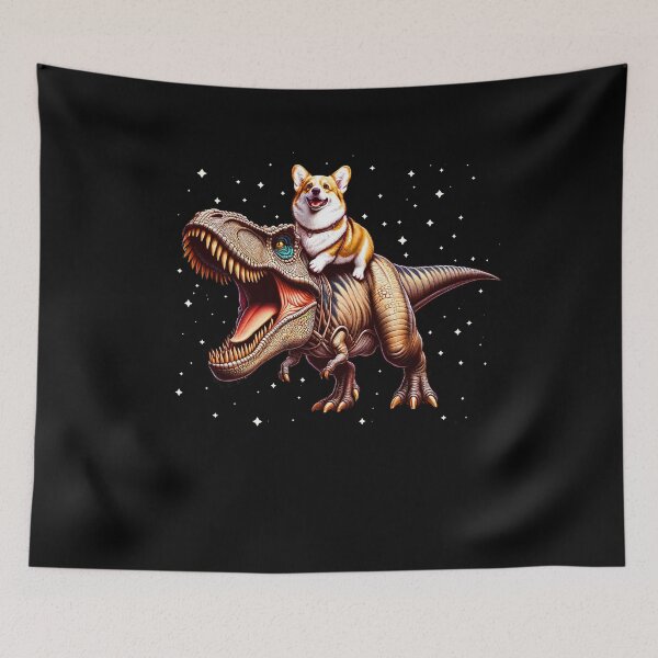 Item preview, Corgi Riding Dinosaur Lover designed and sold by Kimberley King Art  King Art.