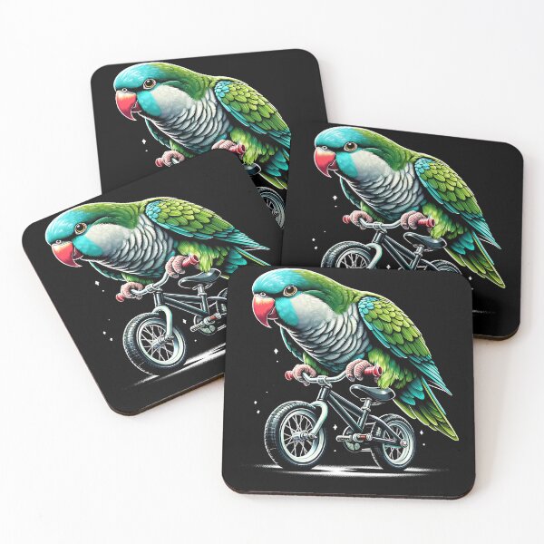 Item preview, Quaker Parrot Bird Riding Bike Biker Bicycle Lover Biking designed and sold by Kimberley King Art  King Art.