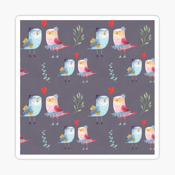 Item preview, Blue and pink canaries, with red heart in the center. designed and sold by FestivityFinds.