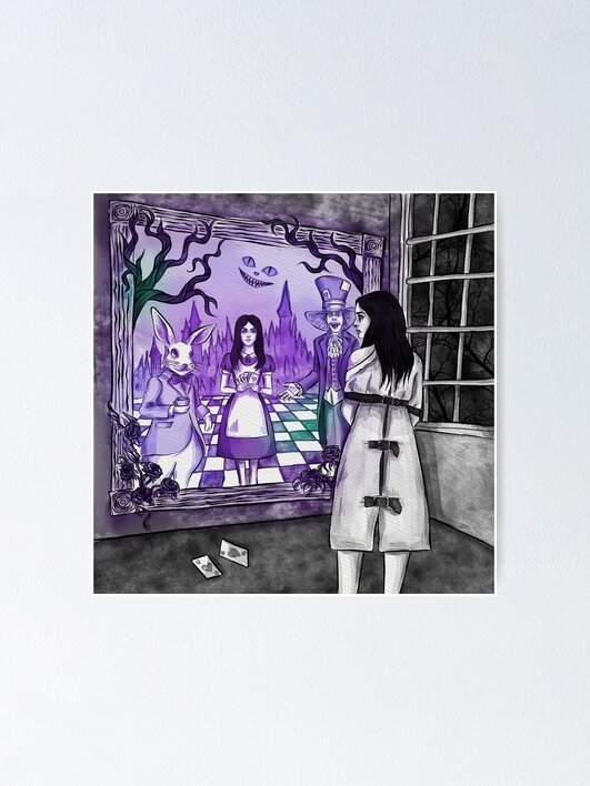 Thumbnail 1 of 3, Poster, Alice through the looking glass designed and sold by BlackOrchidArt.