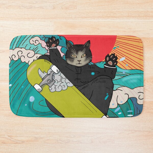Item preview, cat surfing on a skateboard. Zen pop star. designed and sold by Manhole Delivery.
