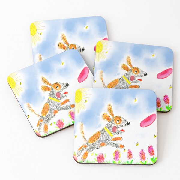 Item preview, Happy Dog Chasing a Frisbee designed and sold by JeLoTall.