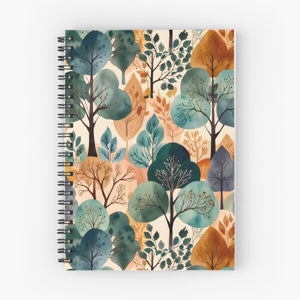 Aperçu de l'œuvre Arbres d'automne enchanteurs, bois sauvages et motifs floraux, amoureux des arbres aux tons terreux, art saisonnier inspirant de l'automne créée et vendue par Kintsugi99.