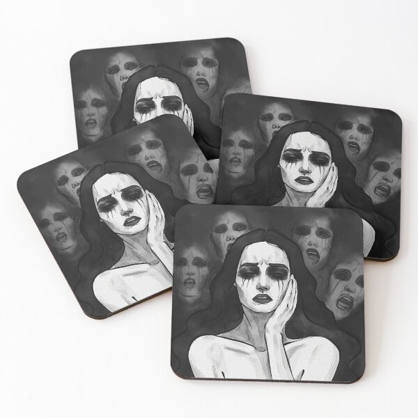 Item preview, despair with shadowy figures in a haunting black designed and sold by BlackOrchidArt.