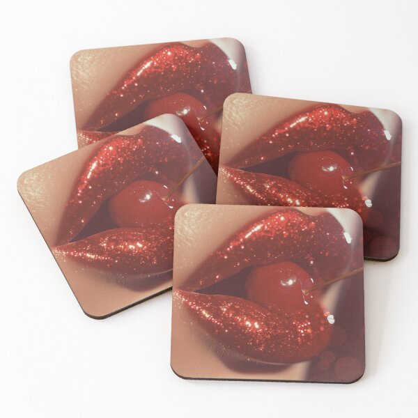 Item preview, Glossy Red Lips with Cherry designed and sold by leekatwan.