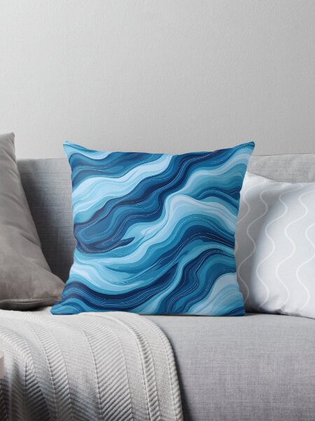 Item preview, Cmodern floral throw pillows. Abstract Blue Liquid Marble Pattern. Wavy Ocean Marble Texture Pattern. Fluid Marble Swirl Pattern. designed and sold by 2Motivation.