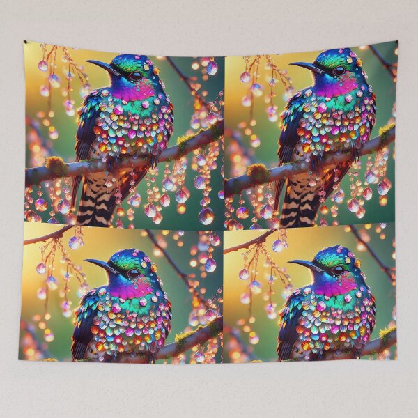 Item preview, A fantasy beautiful Common Cuckoo on a tree branch with crystalline drops designed and sold by EmeraldeaArt.