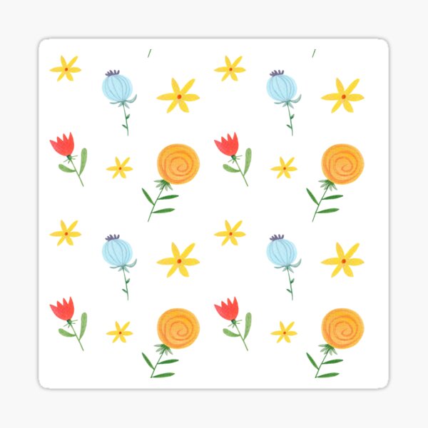 Item preview, Yellow, Blue, and Red Flower Design designed and sold by FestivityFinds.