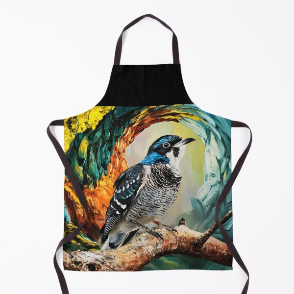 Item preview, A Common Cuckoo bird sitting on a tree branch against a swirling painterly textured backdrop designed and sold by EmeraldeaArt.