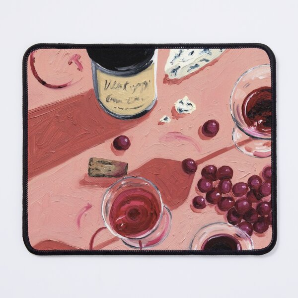 Item preview, Elegant Wine & Cheese Still Life - Artistic Gourmet Illustration designed and sold by leekatwan.