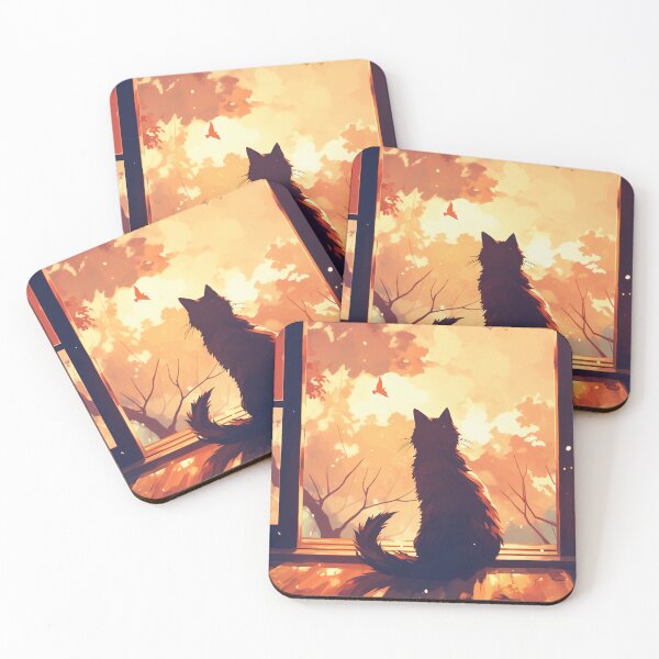 Item preview, Anime Black Cat Watching Sunset Aesthetic Illustration designed and sold by PurrGreen.
