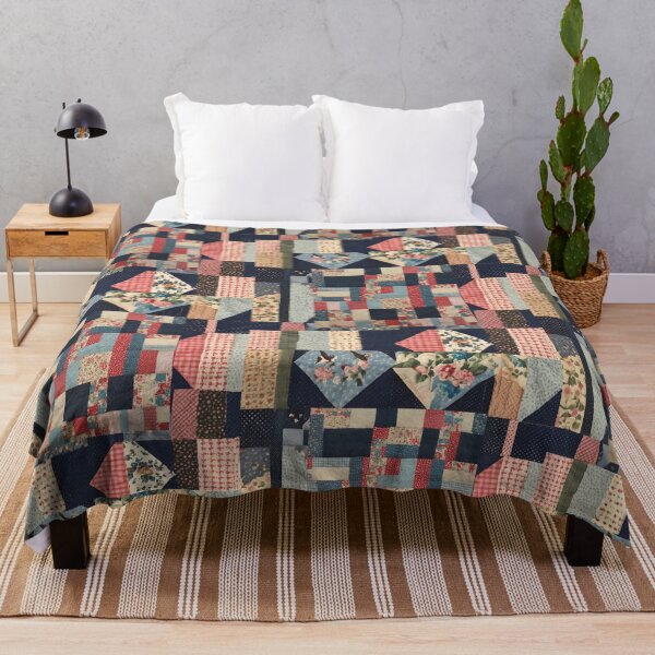Item preview, Amish-Inspired Patchwork Quilt Pattern Dress, Throw Blanket, Pillow, and Scarf designed and sold by CottageGingham.