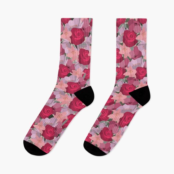 Item preview, Cottagecore Floriography Pink and Red Flowers designed and sold by Lindsay Marie Patterns.