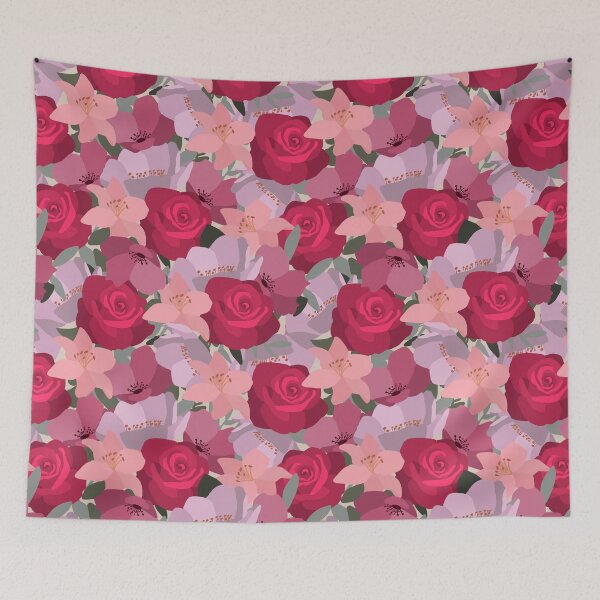 Item preview, Cottagecore Floriography Pink and Red Flowers designed and sold by Lindsay Marie Patterns.