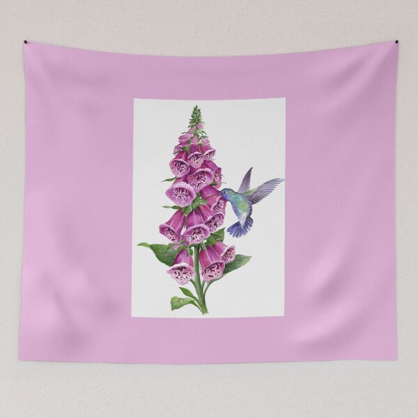 Item preview, foxglove and hummingbird designed and sold by Gabriella  Szabo.
