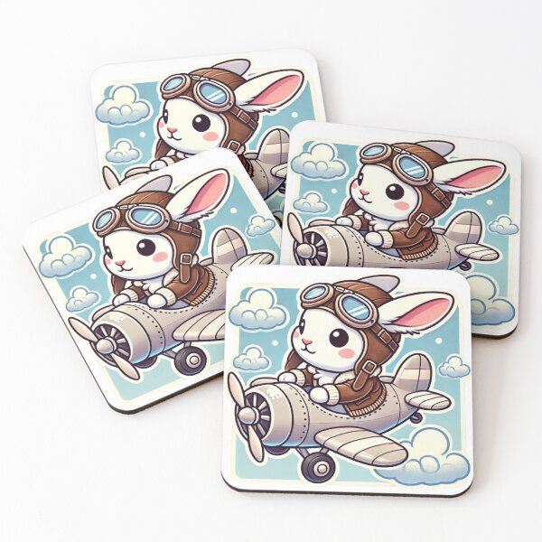 Item preview, "Cute Rabbit Pilot Flying a Whimsical Airplane Sticker" designed and sold by ForFamily1120.