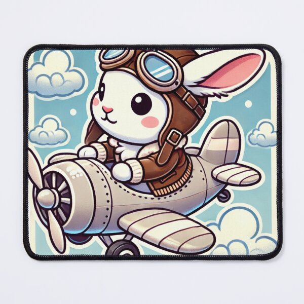 Item preview, "Cute Rabbit Pilot Flying a Whimsical Airplane Sticker" designed and sold by ForFamily1120.