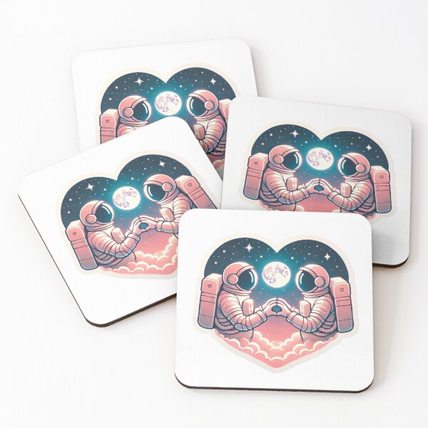 Item preview, "Romantic Astronauts Floating in Space Love Sticker" designed and sold by ForFamily1120.