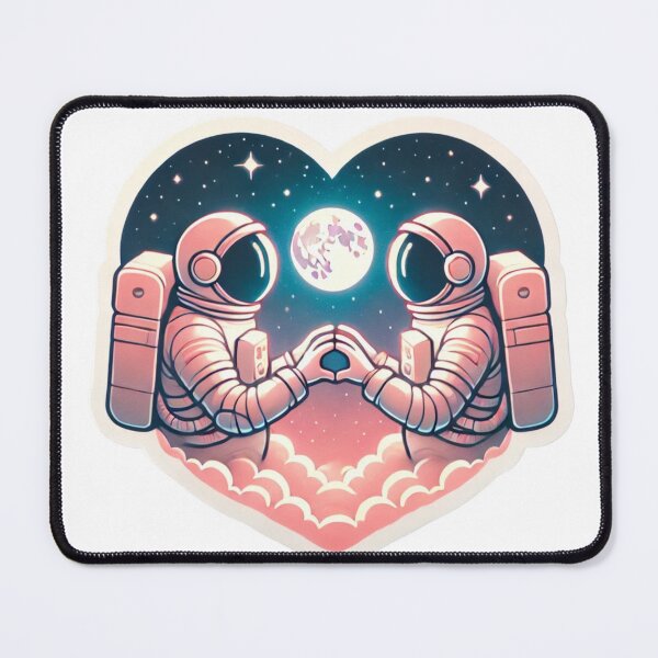 Item preview, "Romantic Astronauts Floating in Space Love Sticker" designed and sold by ForFamily1120.