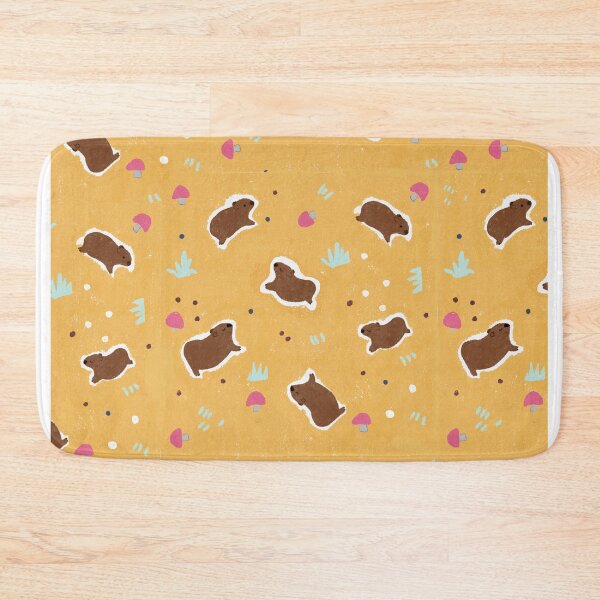 Item preview, Cute Happy Wombat Pattern with Mushrooms and Grass By Suki McMaster designed and sold by Suki McMaster.