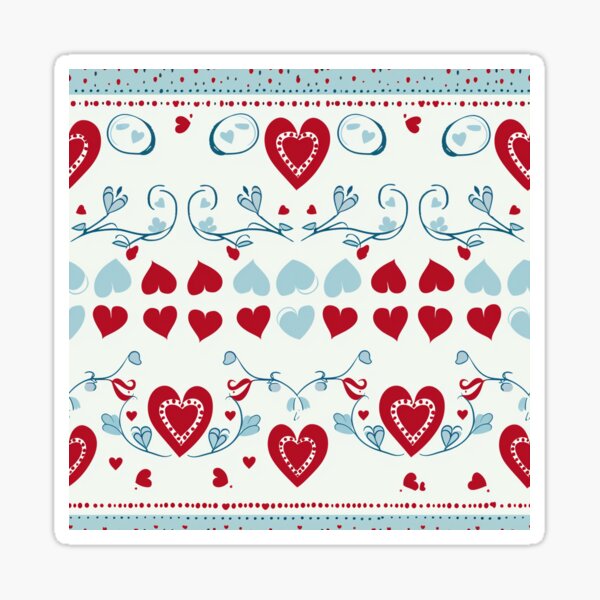 Item preview, Vibrant Horizontal Red and Blue Heart & Floral Pattern - Whimsical Digital Art for Home Decor designed and sold by FestivityFinds.