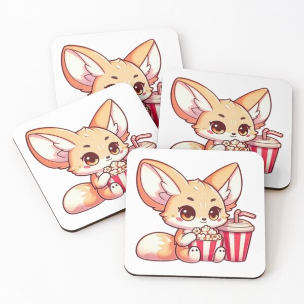 Item preview, fennec fox eating popcorn designed and sold by Eternalski.