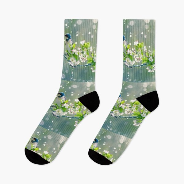 Item preview, Enchanting Spring: Two Birds in a Rainy Blossom Wonderland designed and sold by Amr Siam.