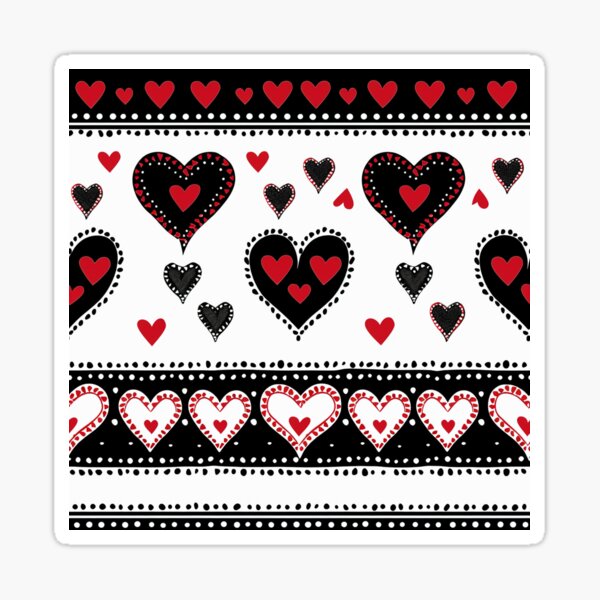 Item preview, Horizontal Heart Pattern - Red Hearts Within Black and White Hearts designed and sold by FestivityFinds.