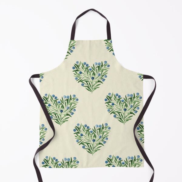 Item preview, Green watercolor heart shaped leaves bush and blueberries botanical illustration on beige background. Valentines day print designed and sold by helga-wigandt.