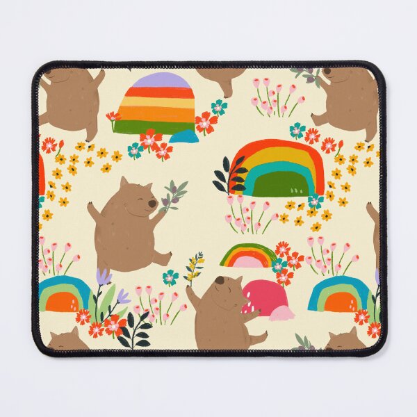 Item preview, Playful Wombat Pattern with Rainbows and Flowers by Suki McMaster designed and sold by Suki McMaster.