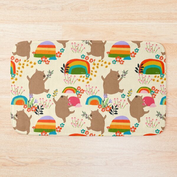 Item preview, Playful Wombat Pattern with Rainbows and Flowers by Suki McMaster designed and sold by Suki McMaster.