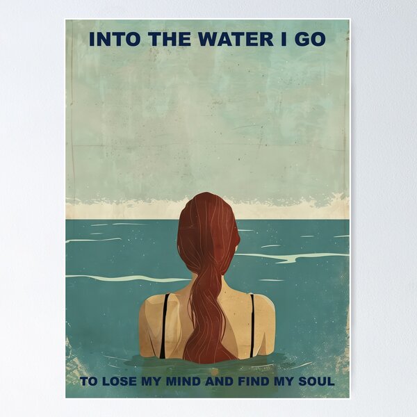 Item preview, Into the Water I Go, Quote - Red Hair Brunette Girl designed and sold by MamboArt.