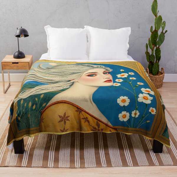 Item preview, Beautiful blonde haired lady illustration inspired by Gustav Klimt designed and sold by Vintage Designs +.