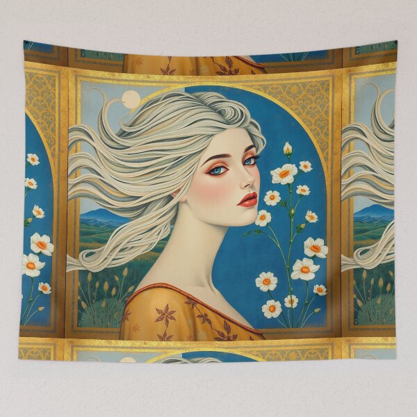Item preview, Beautiful blonde haired lady illustration inspired by Gustav Klimt designed and sold by Vintage Designs +.