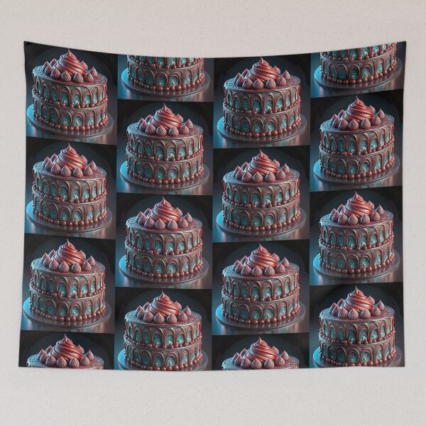 Item preview, Art Chocolate Cake Colorful Food Illustration Style 3D designed and sold by ART ATTACK ZONE.